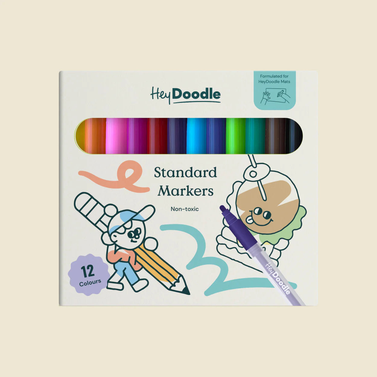 HeyDoodle Standard Colouring Markers - 12 Set