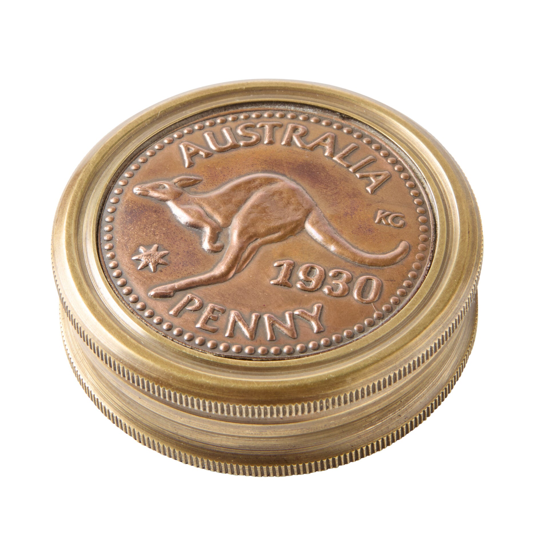 Australian Penny Compass with Leather Case