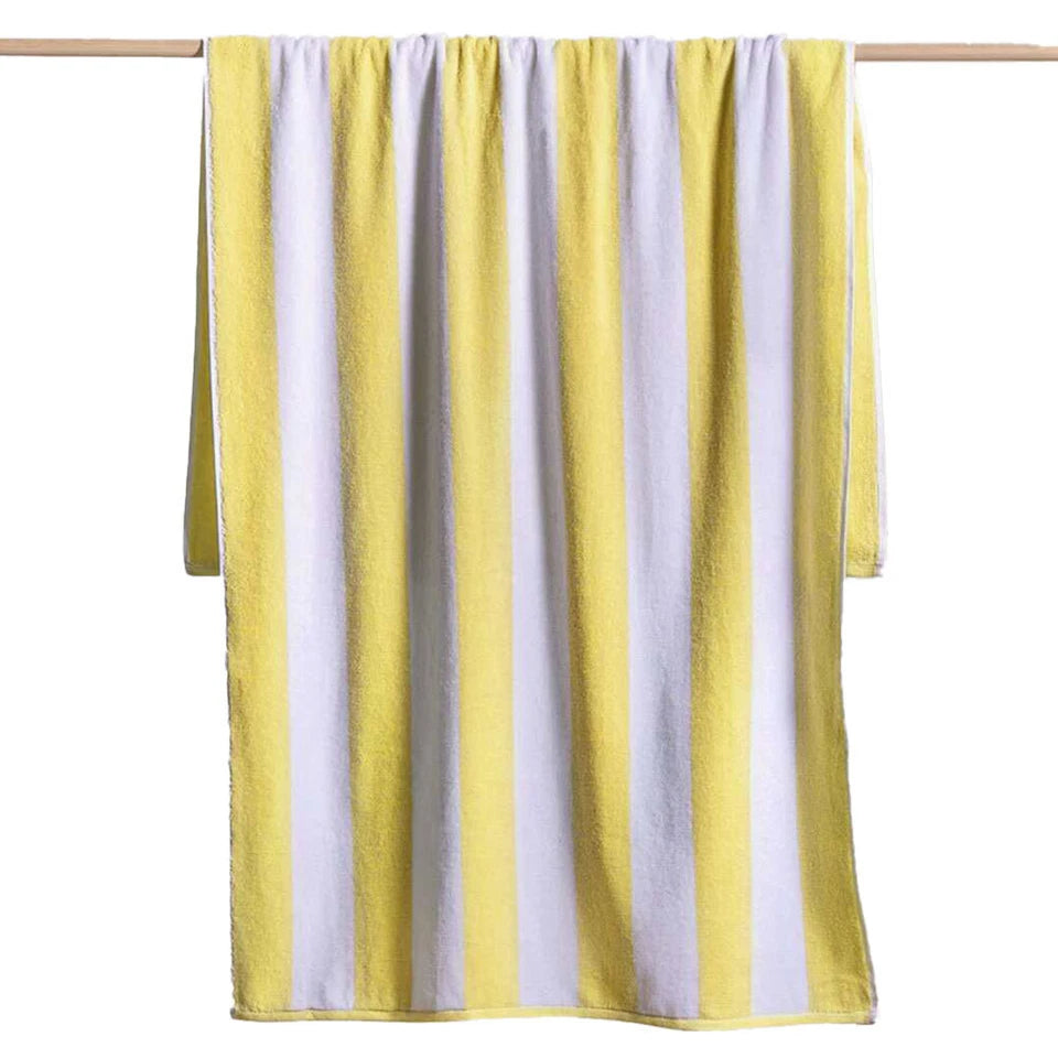 Striped Cabana Cotton Terry Beach Towel - Sunshine Yellow