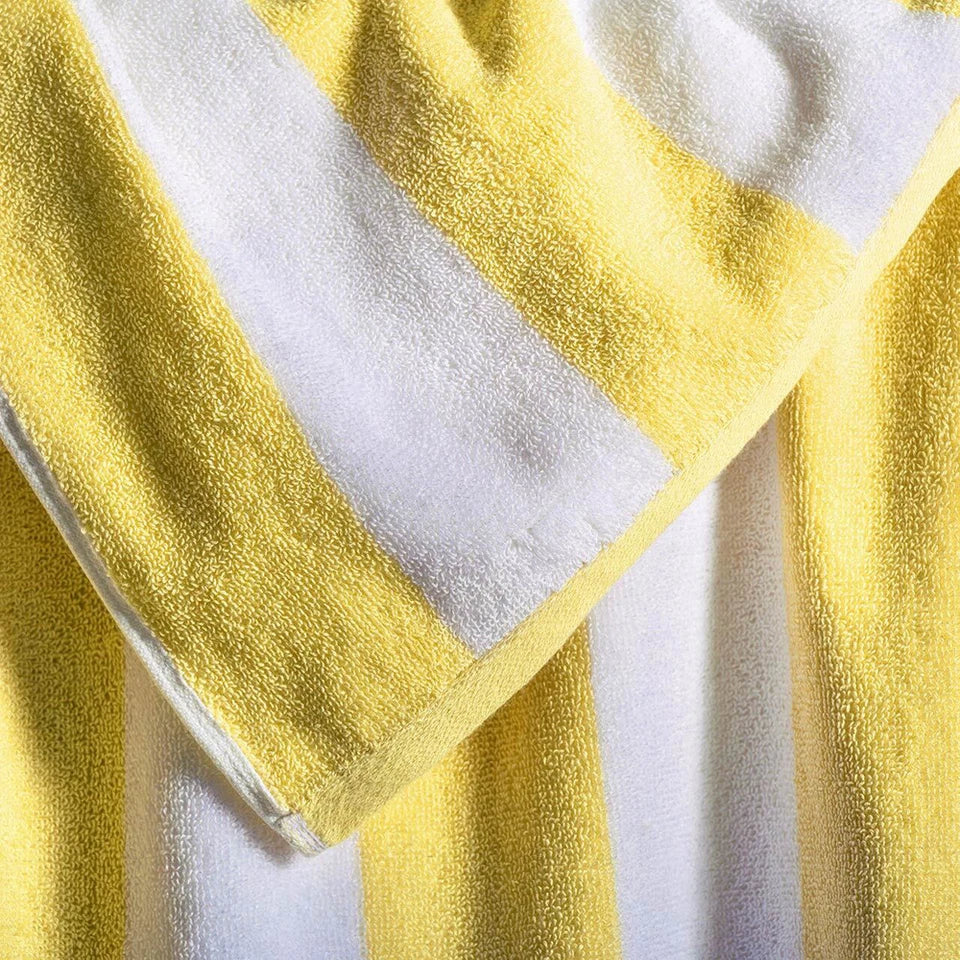 Striped Cabana Cotton Terry Beach Towel - Sunshine Yellow