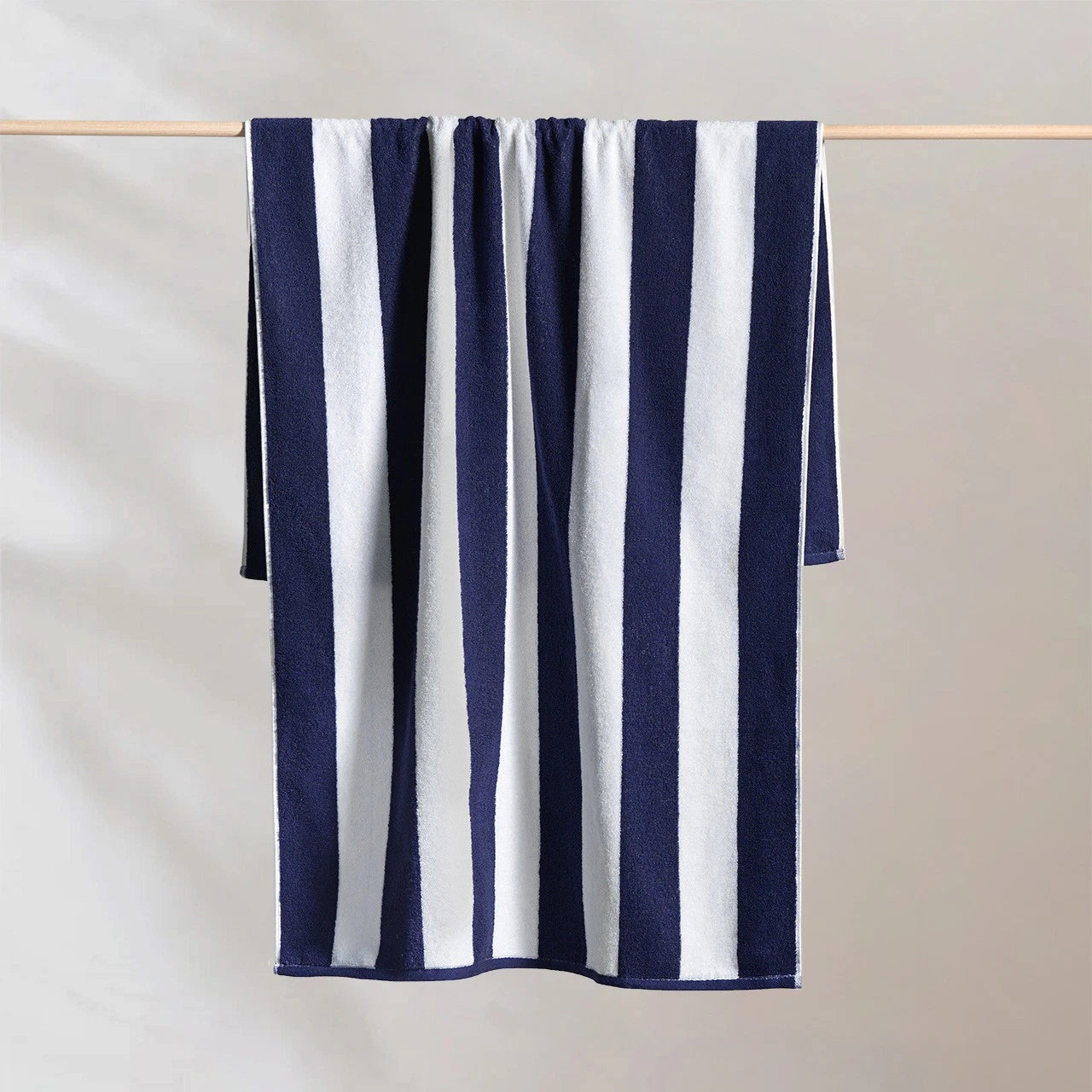 Striped Cabana Cotton Terry Beach Towel - Navy