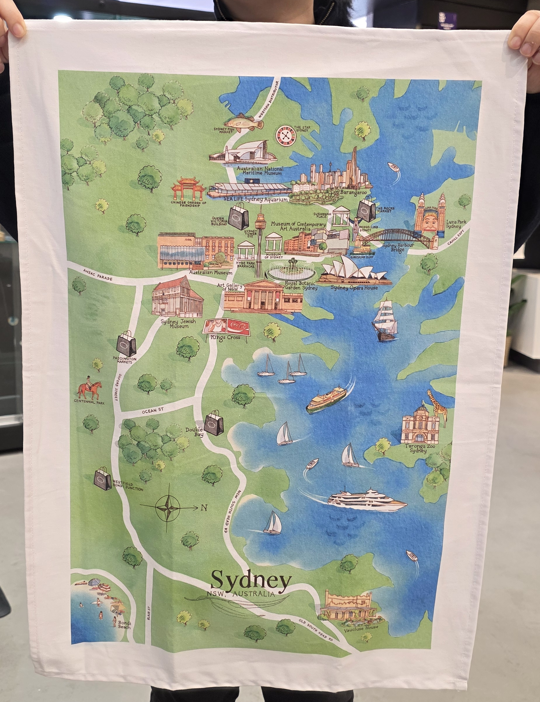 Tea Towel - Sydney Tourist Attraction Spot (ft. ANMM)
