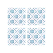 Scallop Check Square Coaster Set 4