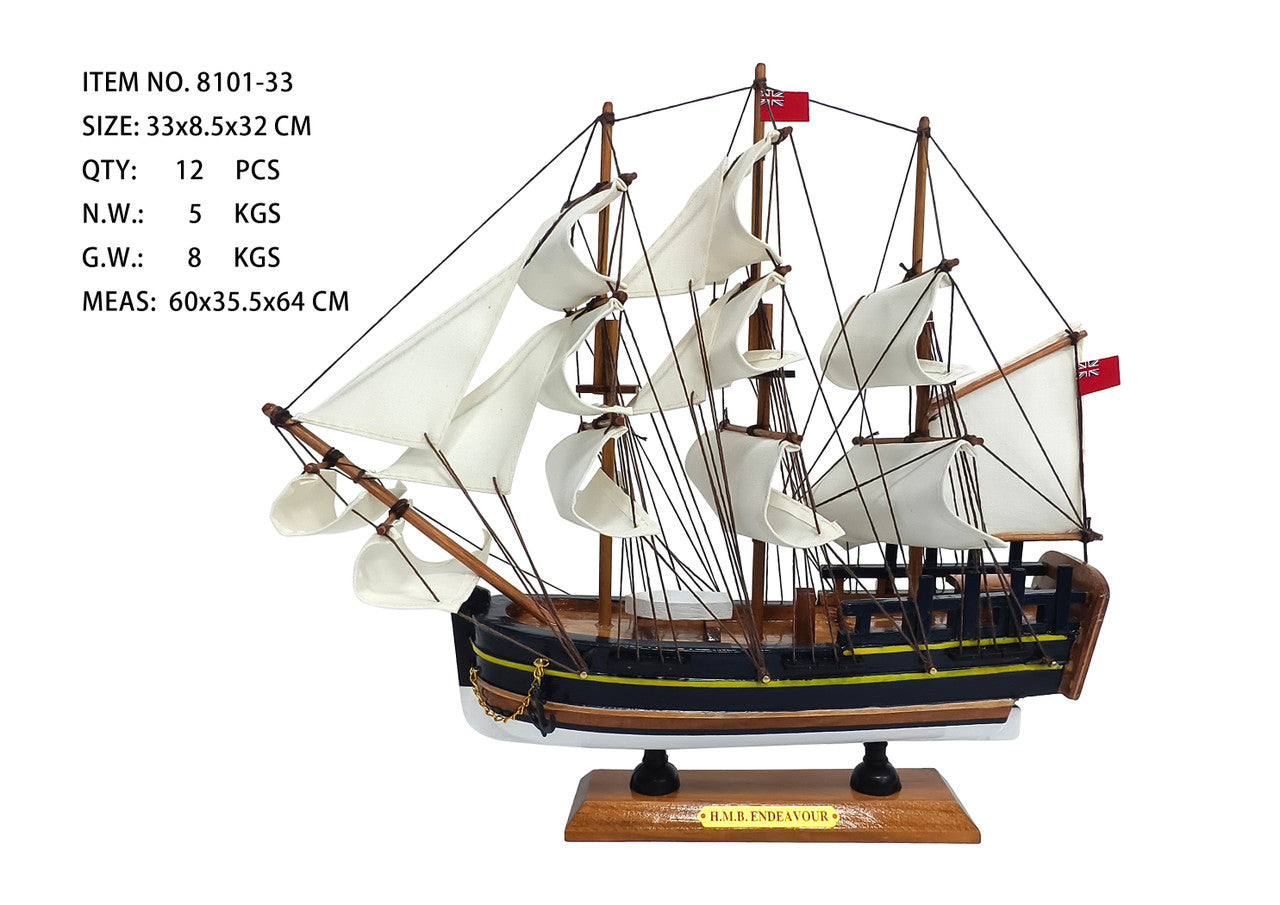 HMB Endeavour - 33cm Wooden Model