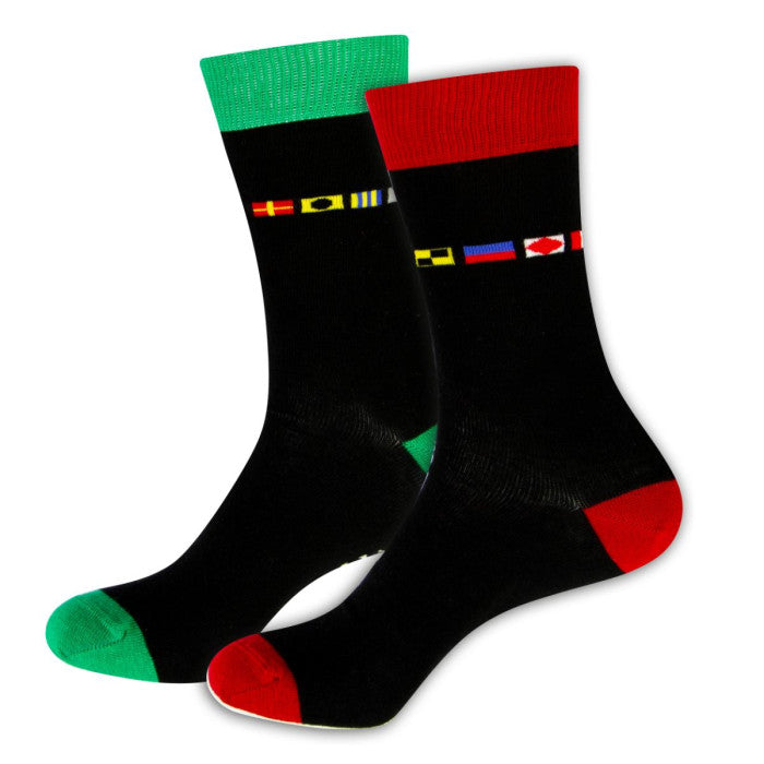Left & Right Code Flag Socks - Red/Green