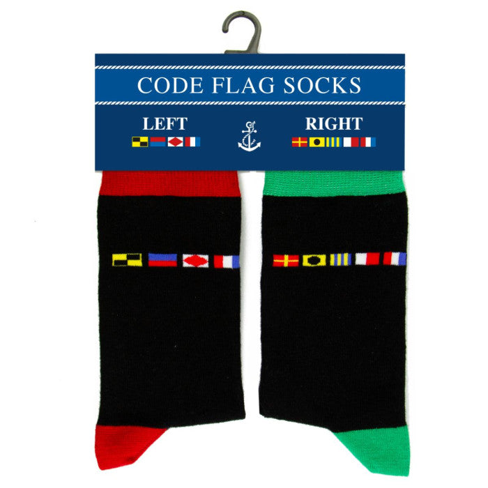 Left & Right Code Flag Socks - Red/Green