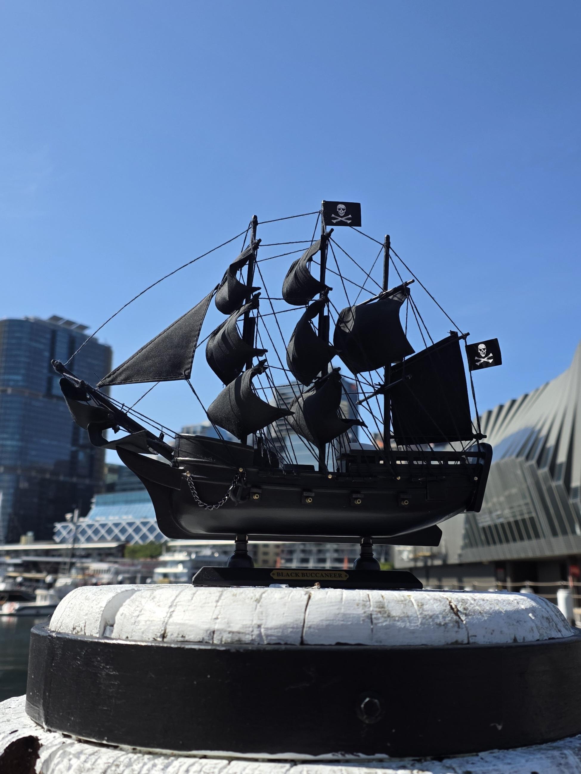Black Buccaneer Pirate Ship - 33cm Wooden Model