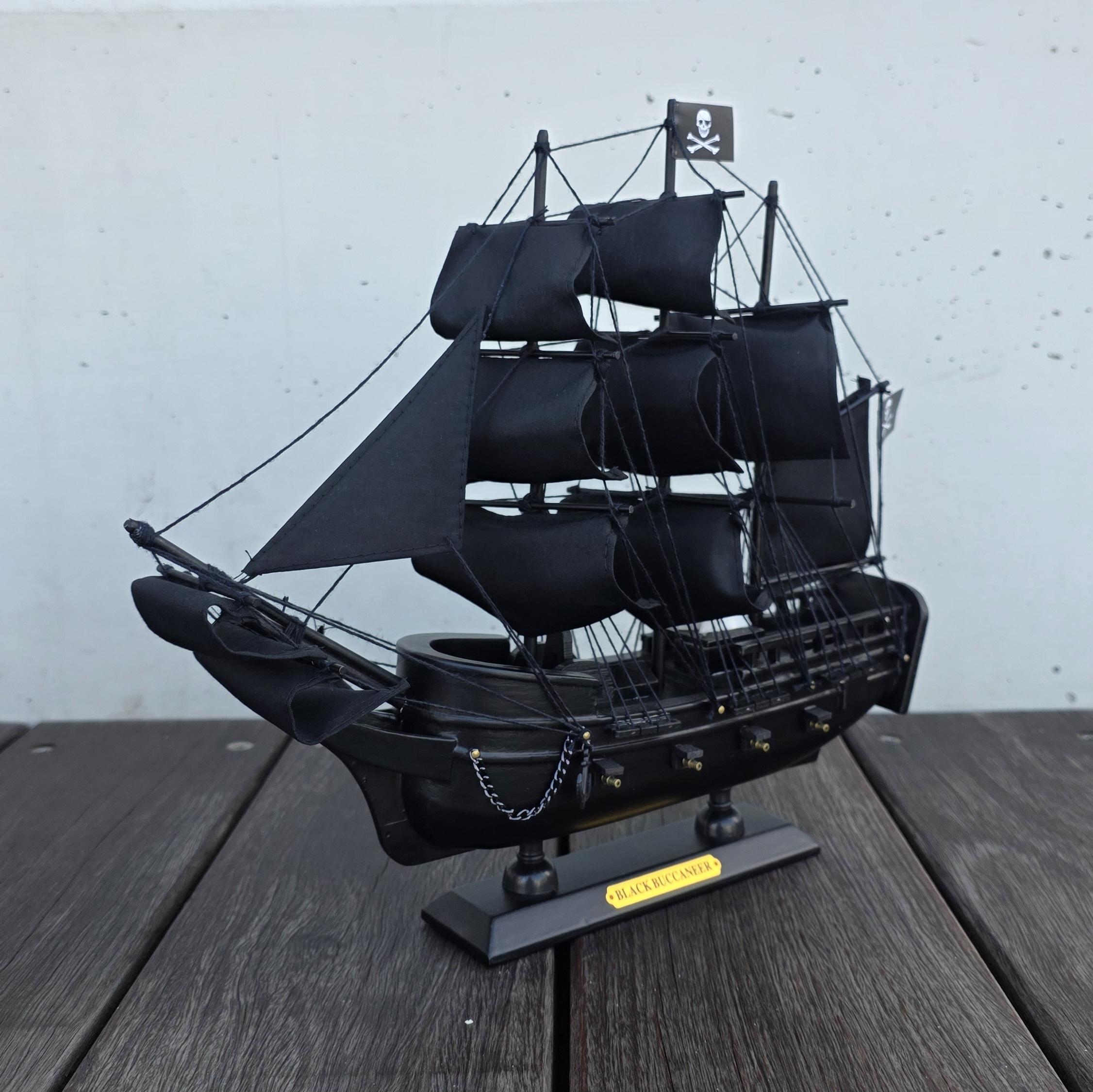 Black Buccaneer Pirate Ship - 33cm Wooden Model