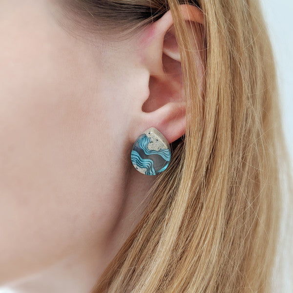 BoldB Earrings - Ridge Aqua Studs