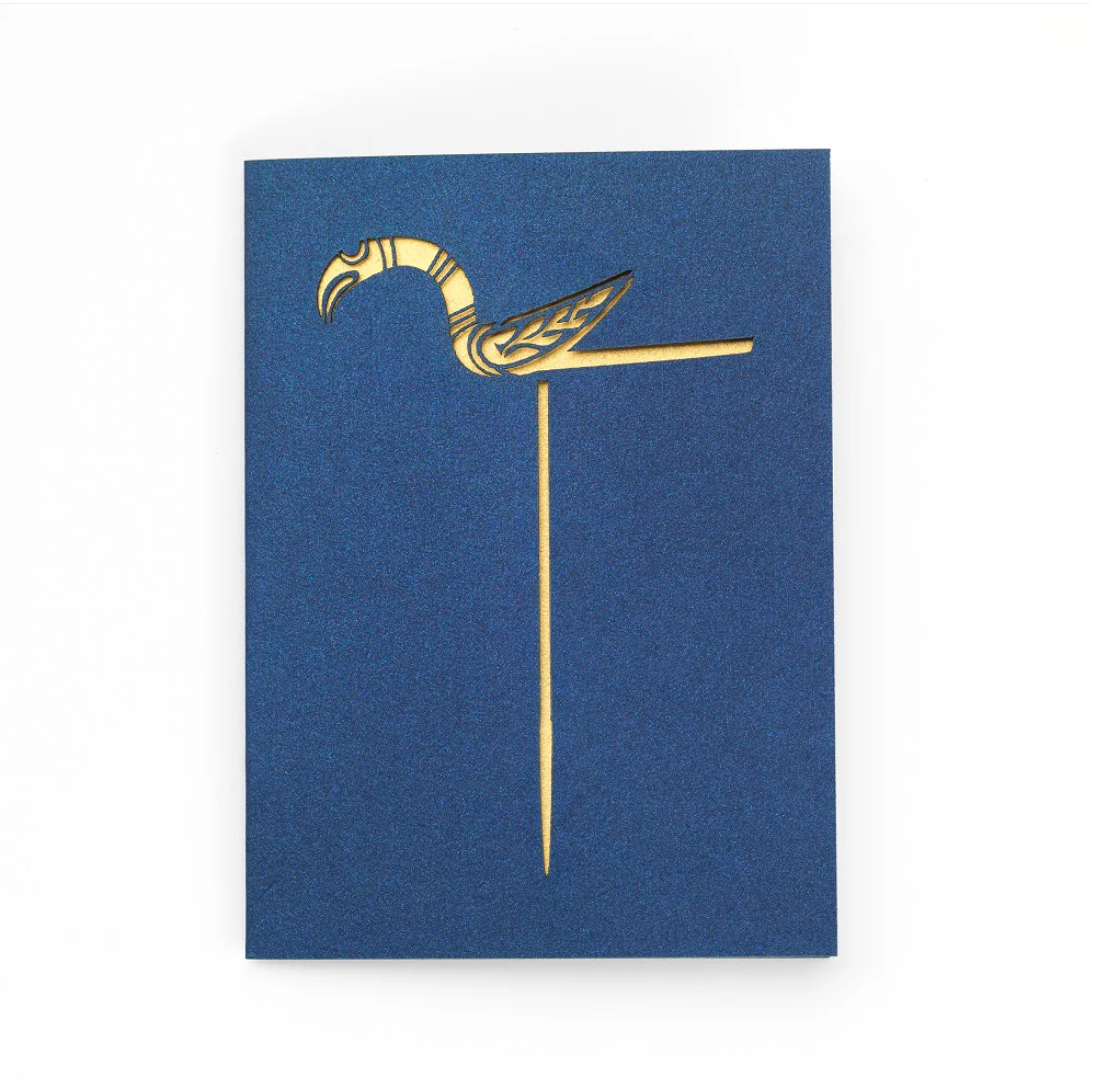The Galloway Hoard Greeting Card - Papercut Gold Bird Pin