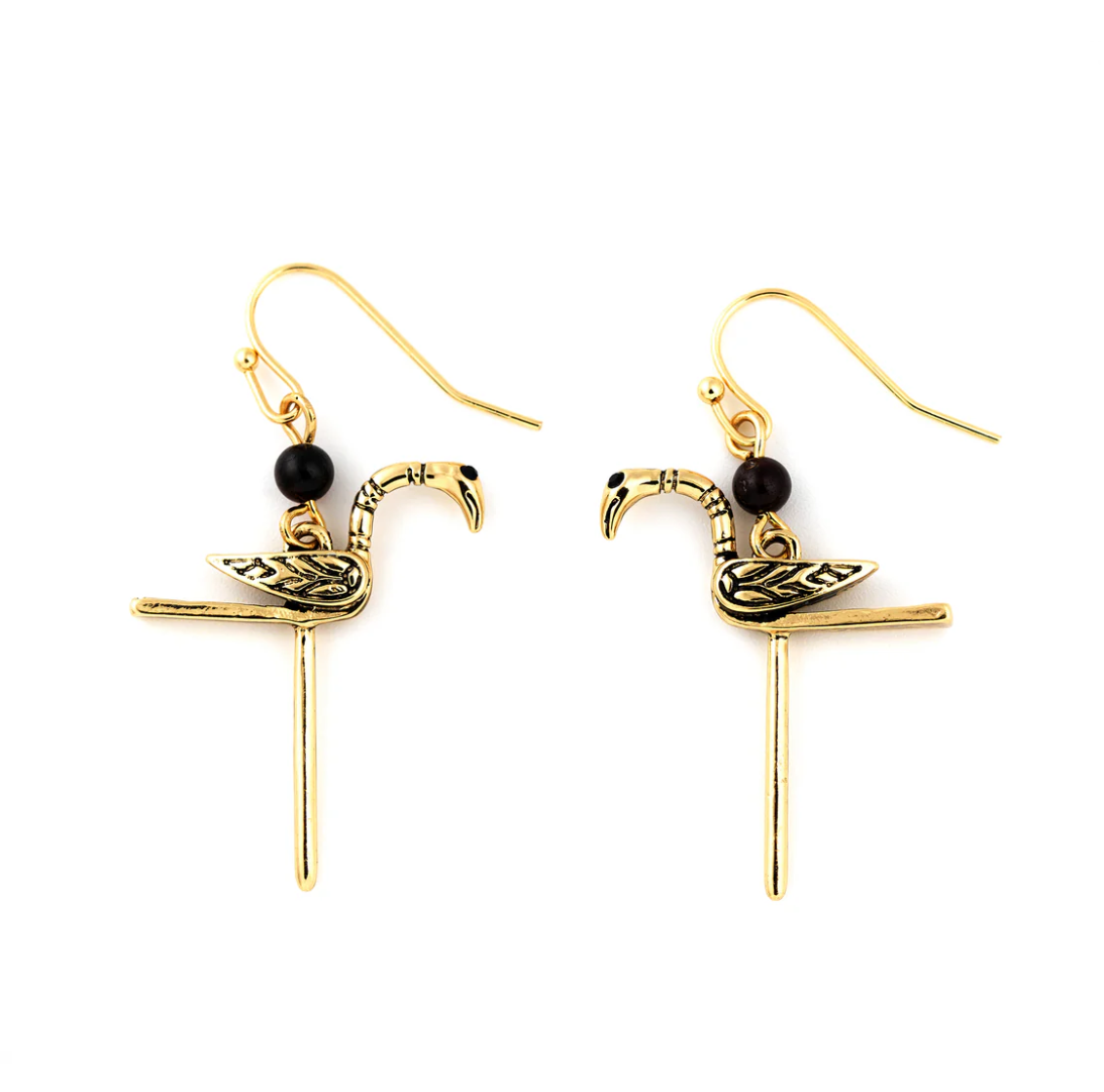 The Galloway Hoard Drop Earrings - Gold Bird