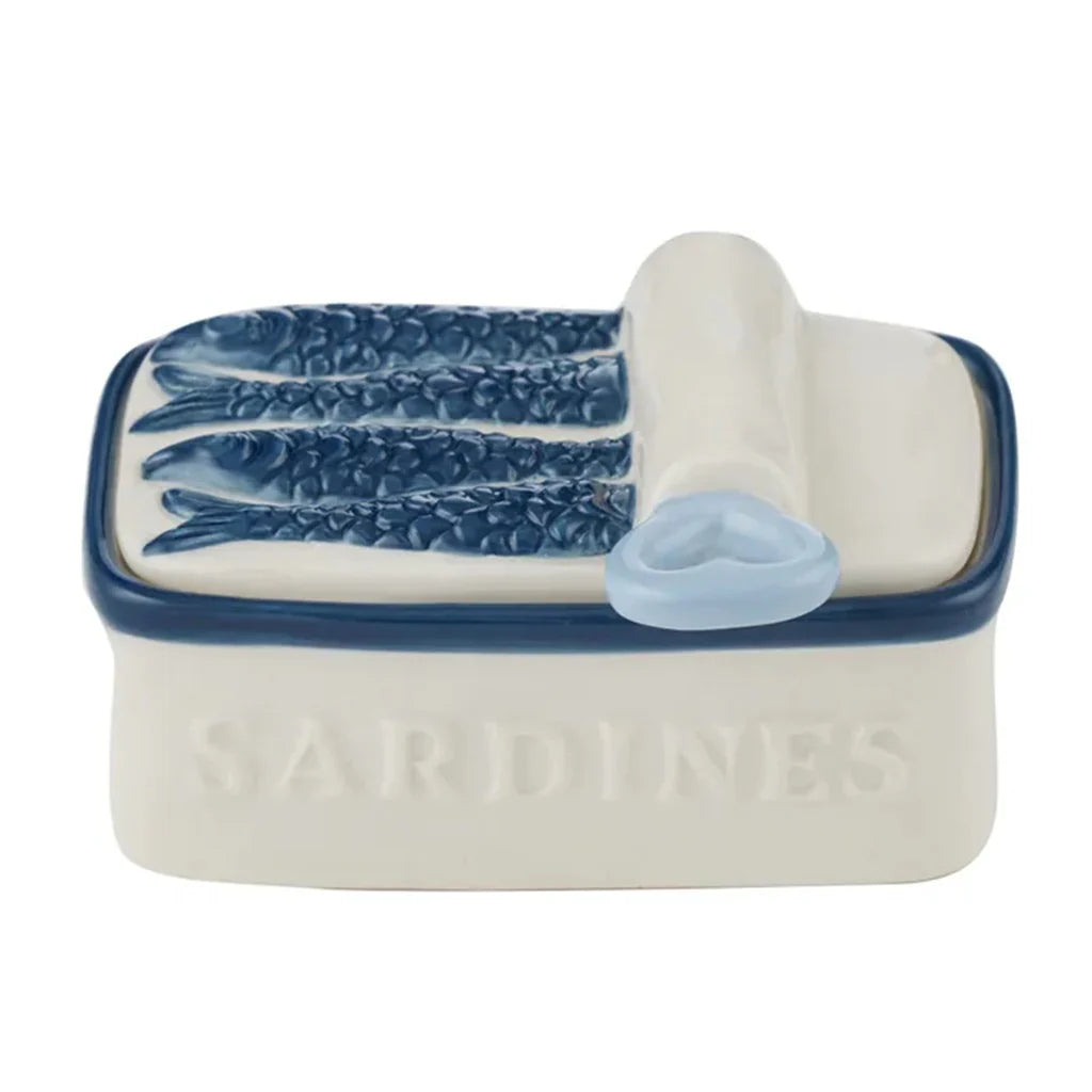 Sardine Ceramic Trinket Box 12x9x6cm White/Blue - Coast to Coast
