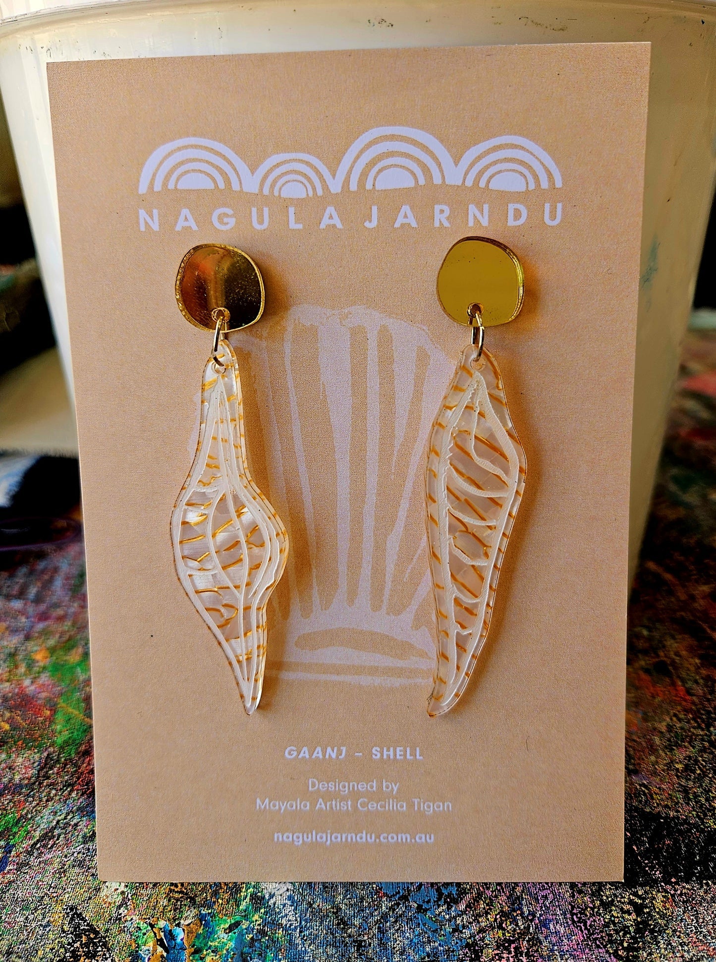 Nagula Jarndu Earrings Gaanj (Shells) - Cecelia Tigan