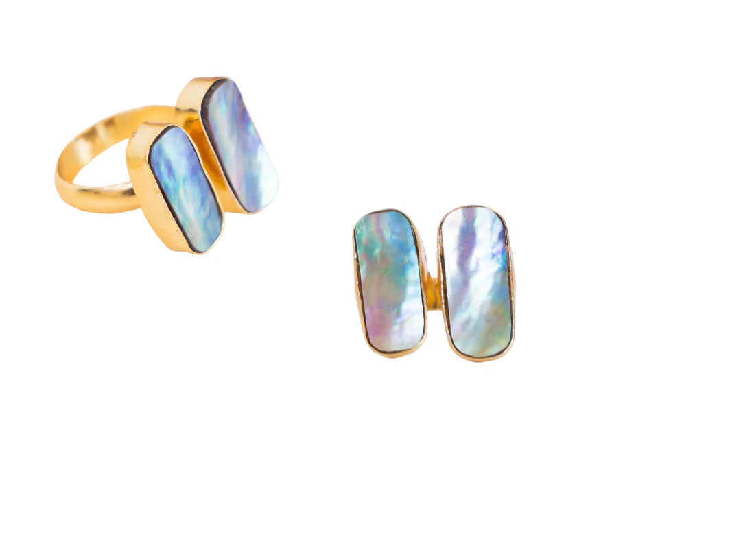Gemajesty Double Abalone Shell Ring - Collar