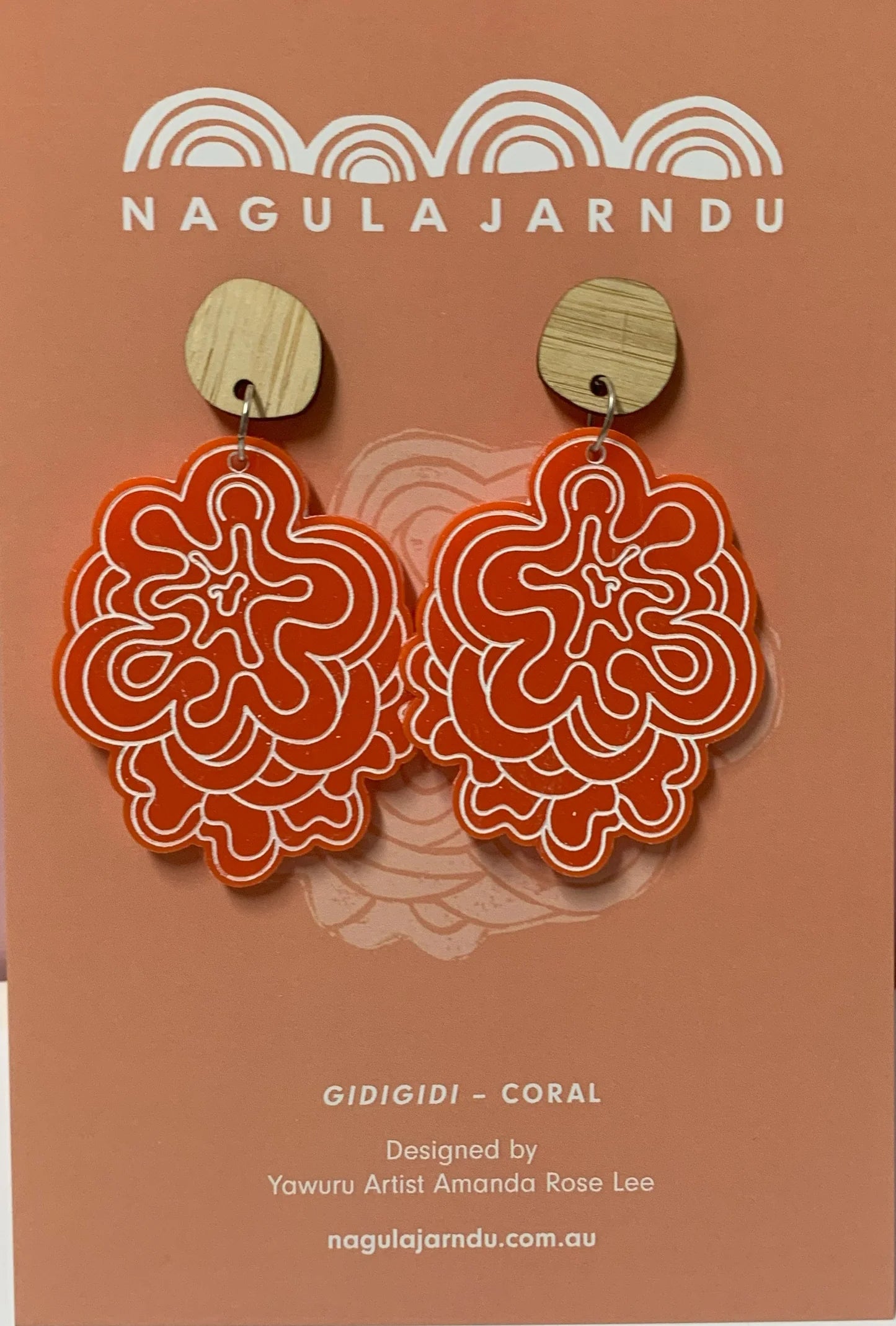 Nagula Jarndu Earrings Gidigidi (Coral) - Amanda Rose Lee
