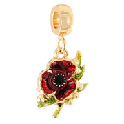 Gold-Plated Red Poppy and Golden Wattle Remember Charm