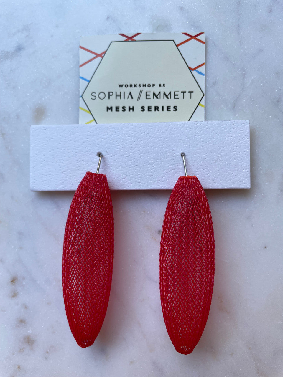 Sophia Emmett Cocoon Mesh Earrings Red