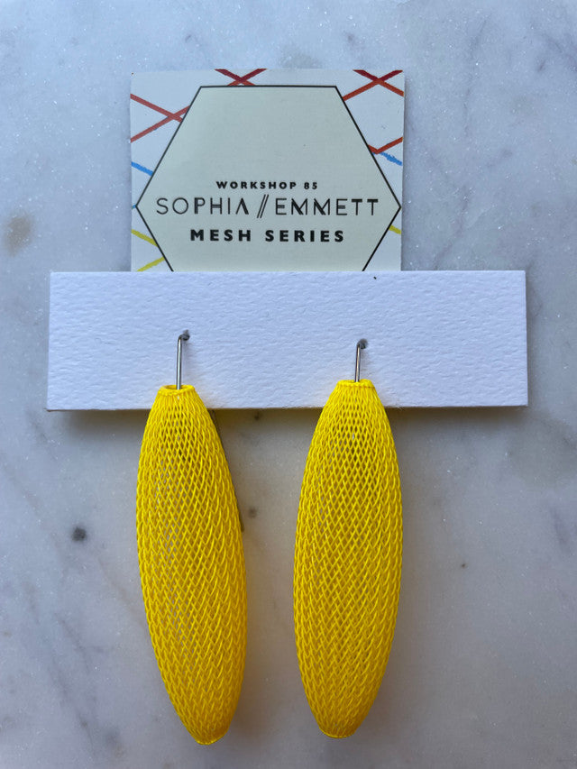 Sophia Emmett Cocoon Mesh Earrings Yellow