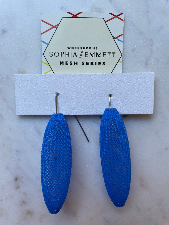 Sophia Emmett Cocoon Mesh Earrings Blue