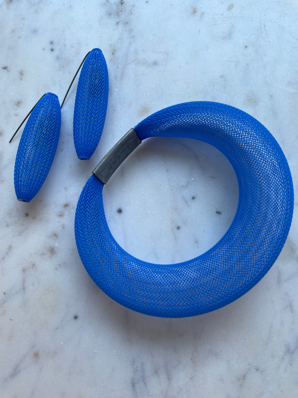 Sophia Emmett Cocoon Mesh Earrings Blue
