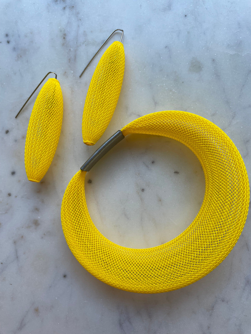 Sophia Emmett Cocoon Mesh Earrings Yellow