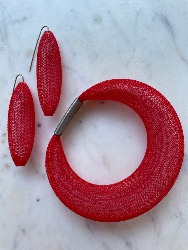 Sophia Emmett Cocoon Mesh Earrings Red