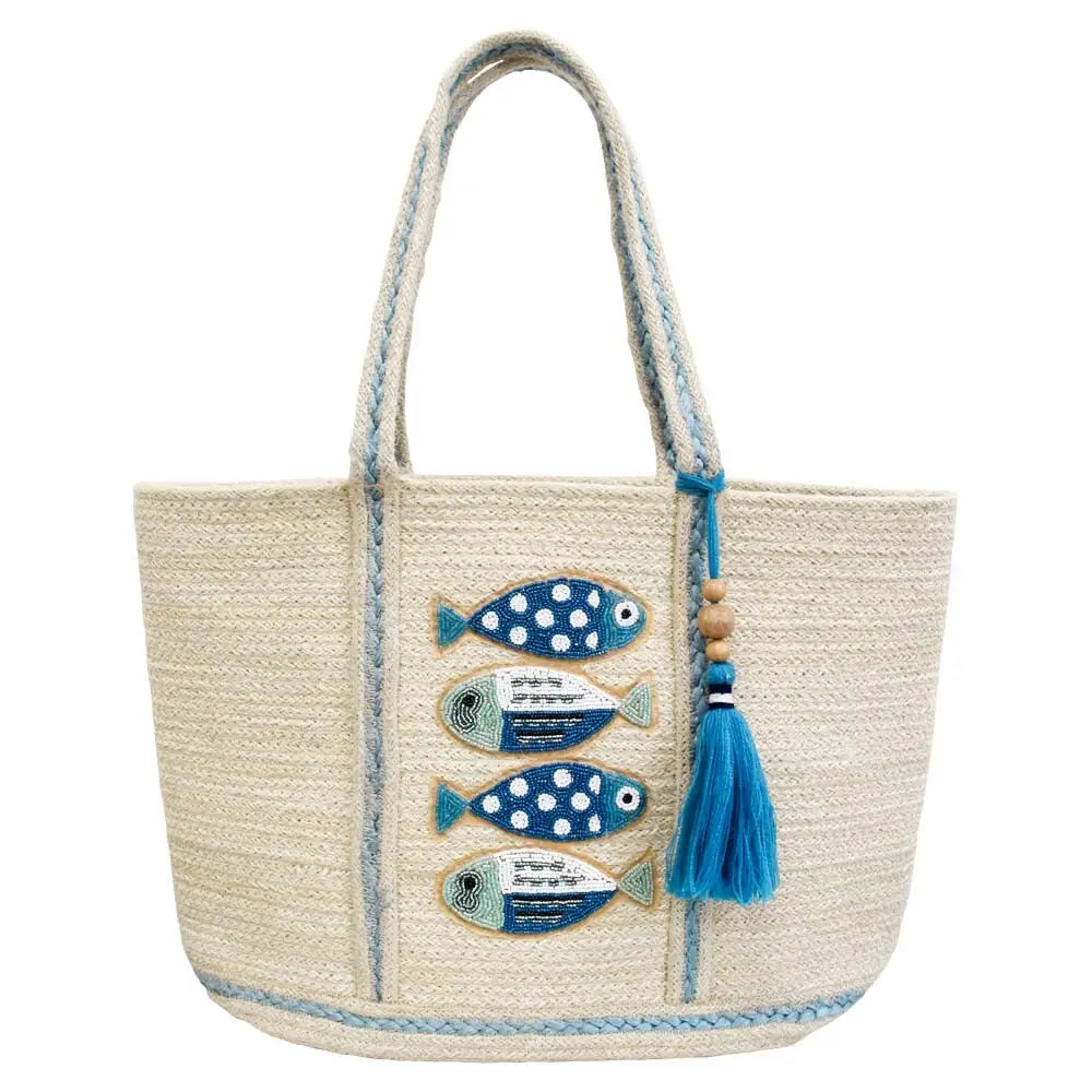 Tote Bag Jute Beaded Sardina 2