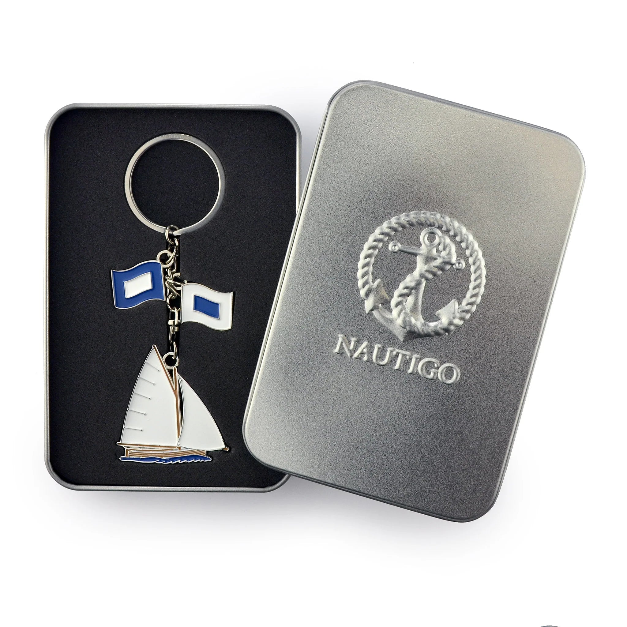 Keyring - Nautigo 'Sail Away' Sailboats in Tin