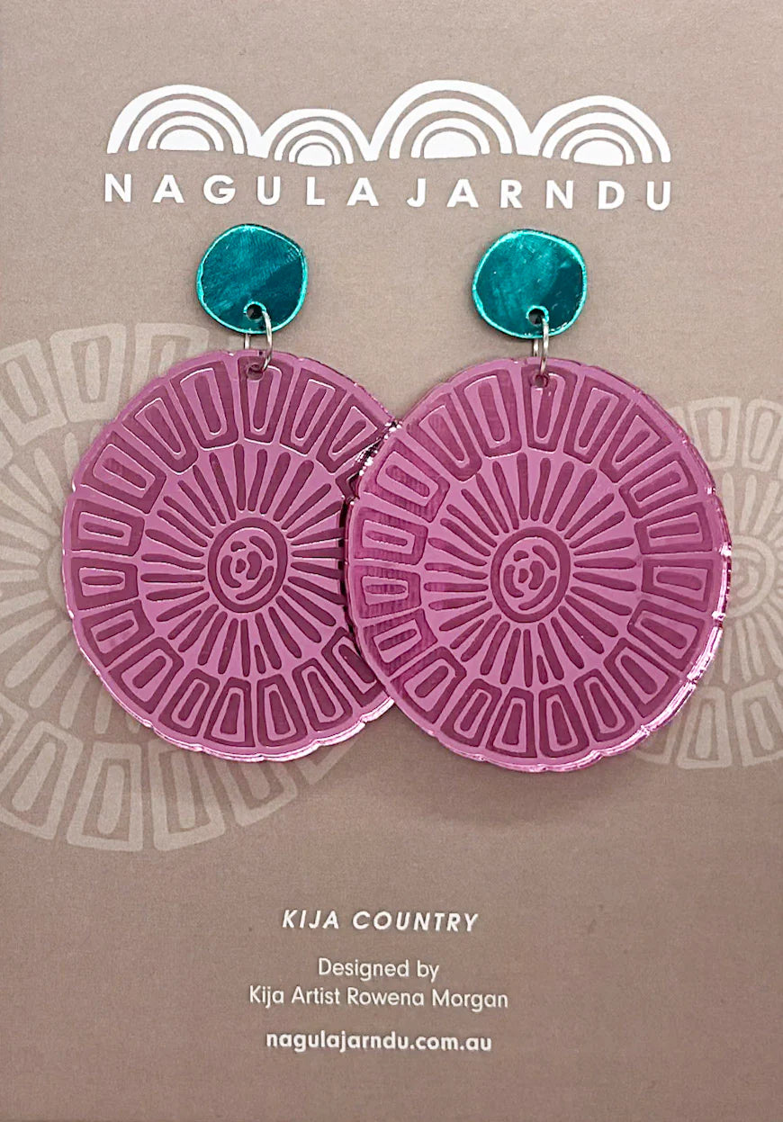 Nagula Jarndu Earrings Kiji Country Pink - Rowena Morgan