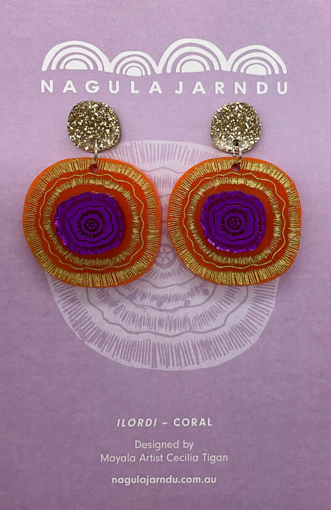 Nagula Jarndu Earrings Llordi (Coral) - Cecilia Tigan