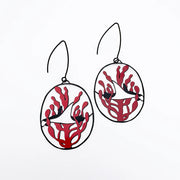 Denz & Co Manta Ray Earrings in Black & Red