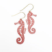 Denz & Co Seahorse Earrings in Coral