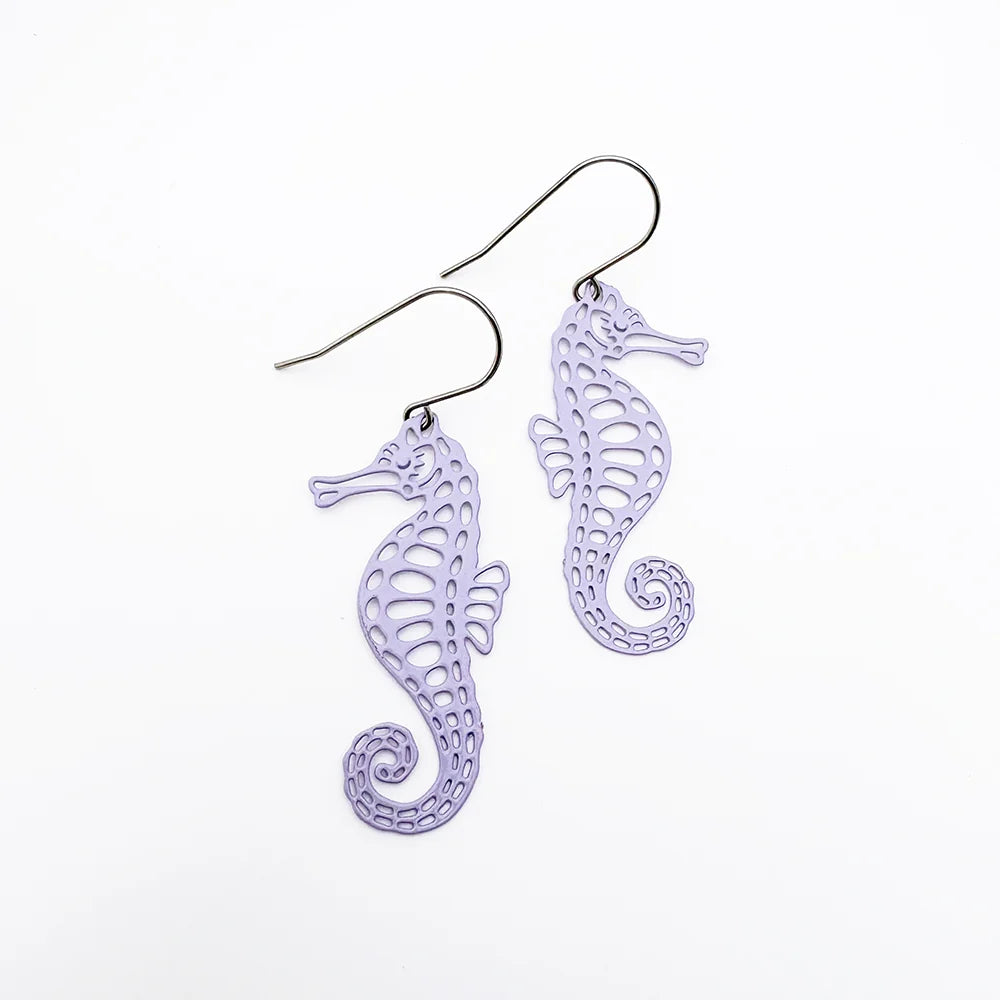 Denz & Co Seahorse Earrings in Lilac