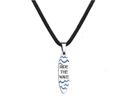 Ocean to Outback Necklace Cord Stainless Steel Surfboard Ride the Wave