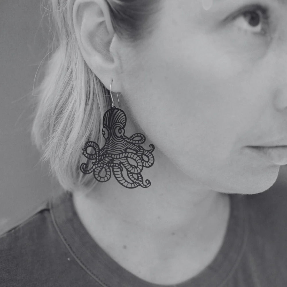 Denz & Co Octopus Earrings in Blue
