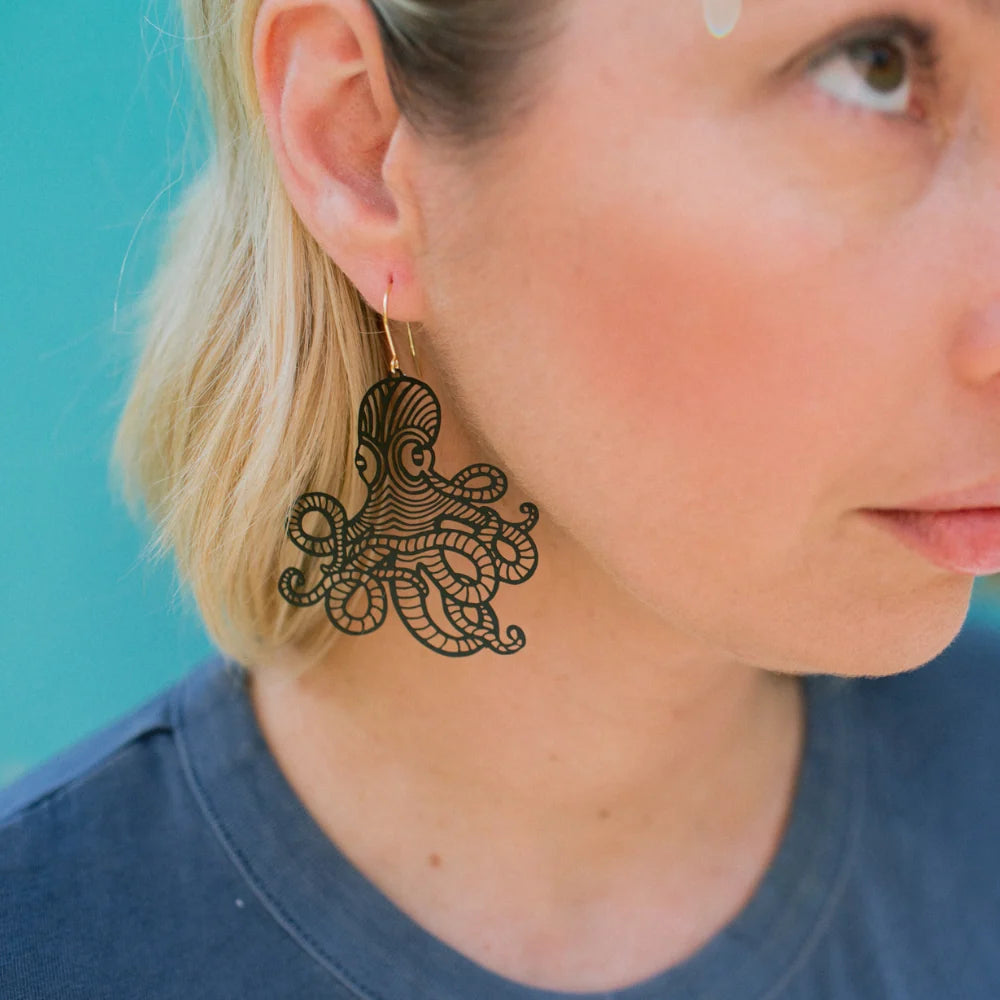 Denz & Co Octopus Earrings Black