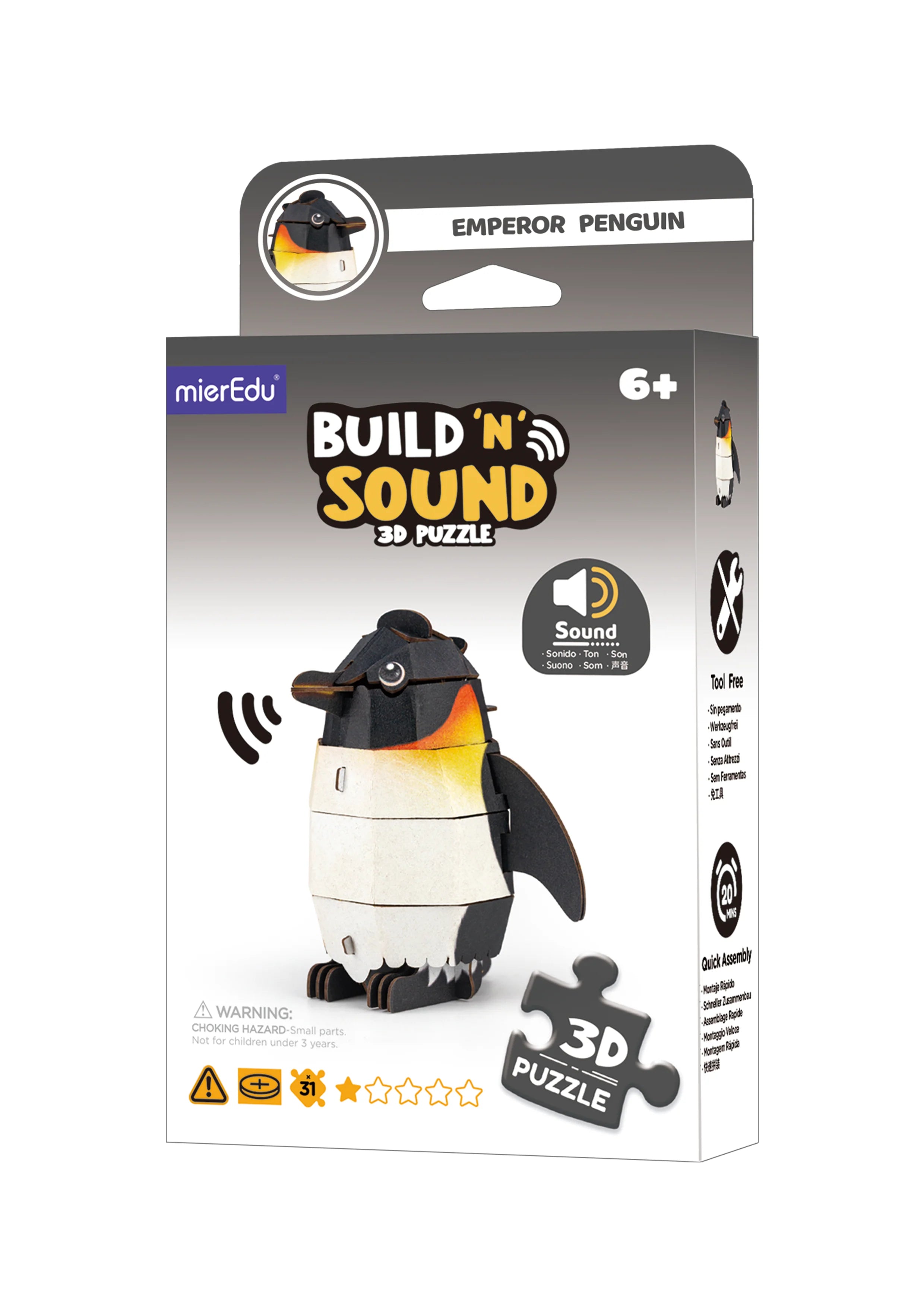 mierEdu - Build n Sound 3D Puzzle - Emperor Penguin