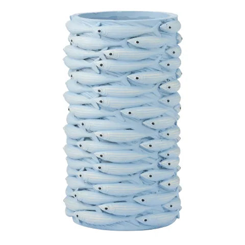 Sam Sardine Resin Vase 14x25cm Blue - Coast to Coast