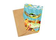 Sea Turtle & Reef Card Greeting Card