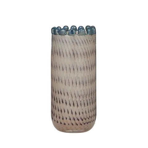 Selina Glass Vase 10x22.50cm Nat/Steel - Coast to Coast