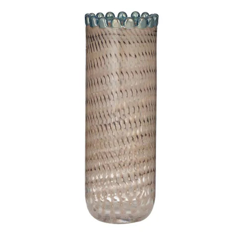 Selina Glass Vase 10x28.50cm Nat/Steel - Coast to Coast