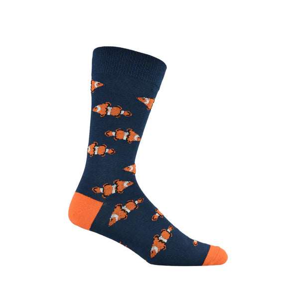 Bamboo Socks - Clownfish - 7-11 Navy