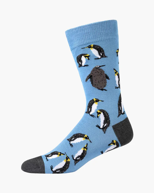 Bamboo Socks - King Penguin - 7-11 Sky Blue