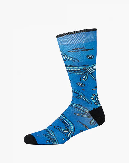 Bamboo Socks - Native Whale - 7-11 Blue