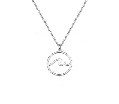 Ocean to Outback Necklace Round Stainless Steel Wave Hollow