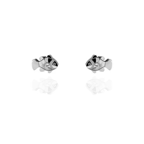 Stud Earrings - Clown Fish Silver