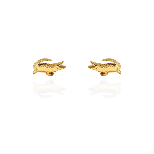 Stud Earrings - Crocodile Gold