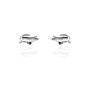 Stud Earrings - Crocodile Silver