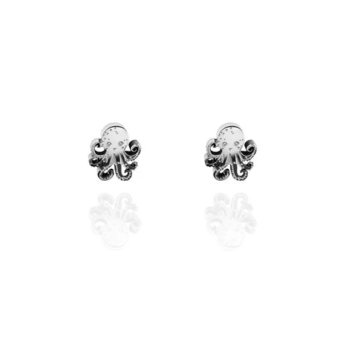 Stud Earrings - Octopus Silver