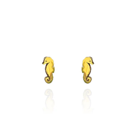 Stud Earrings - Sea Horse Gold